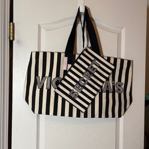 Victorias Secret large zippered tote and smaller matching zippered pouch set!